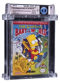 1991 NES Acclaim (USA) "The Simpsons: Bart vs. the World" Rev A Oval SOQ  Sealed Game - WATA 9.8/A+